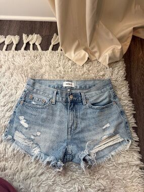 pistola faded light blue distressed jean shorts